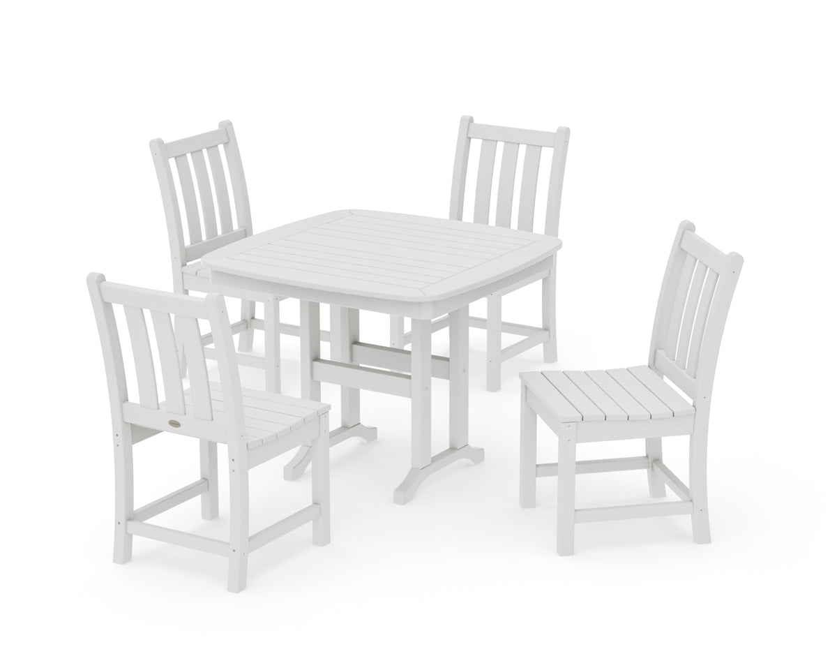 POLYWOOD Traditional Garden Side Chair 5-Piece Dining Set in Vintage White