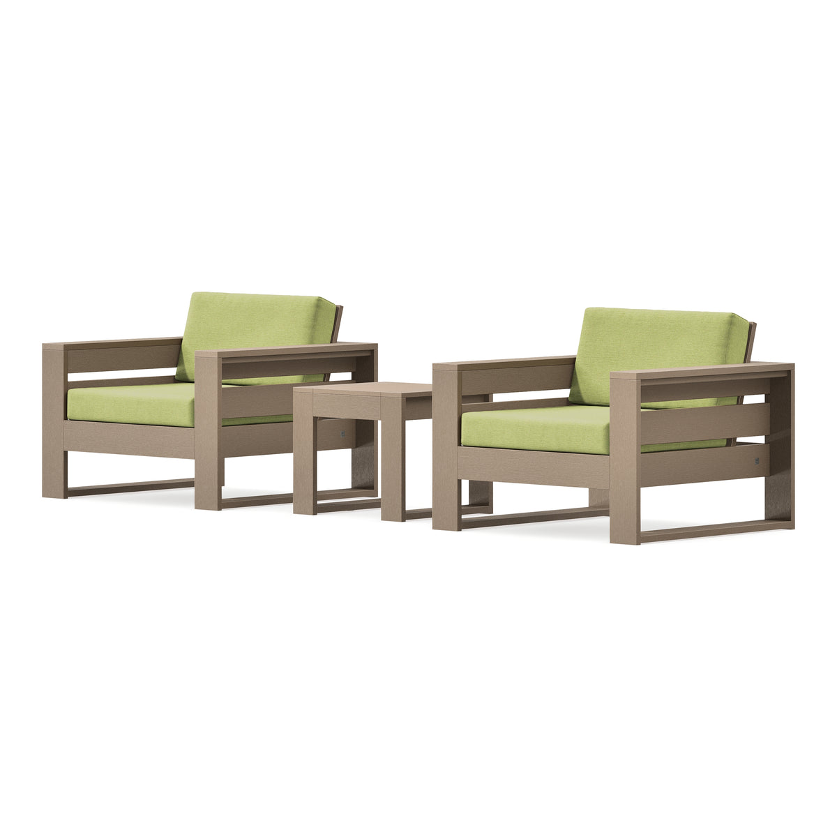 POLYWOOD PW Designer Series Latitude 3-Piece Lounge Chair Set in Vintage Sahara / Chartreuse Boucle