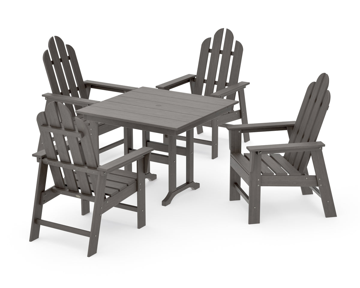 POLYWOOD Long Island 5-Piece Farmhouse Dining Set in Driftwood