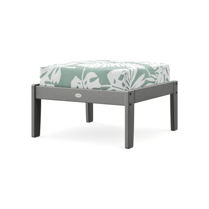 POLYWOOD Braxton Deep Seating Ottoman in Slate Grey / Leaf Glacier Spa