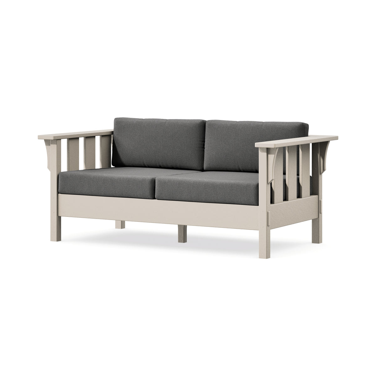 POLYWOOD Acadia Deep Seating Loveseat in Sand / Ash Charcoal