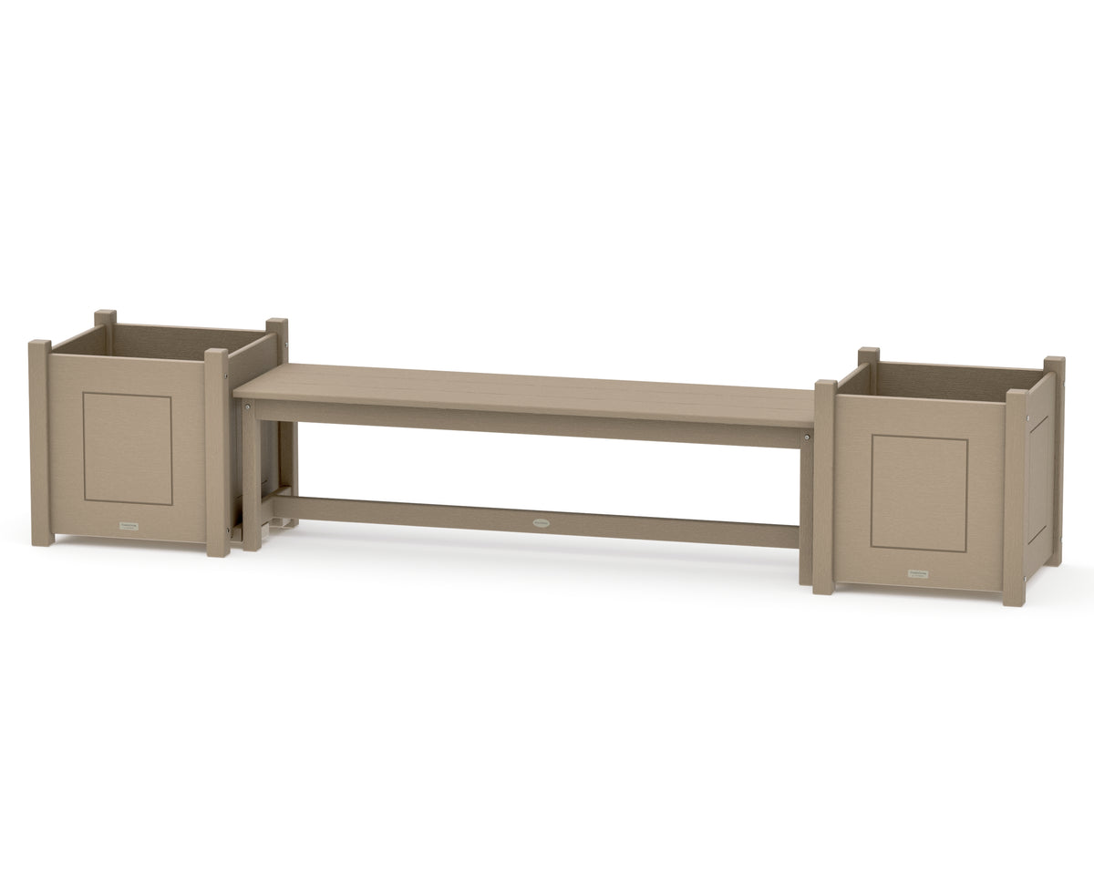 POLYWOOD 60" Country Living Straight Planter Bench Set - Large in Vintage Sahara