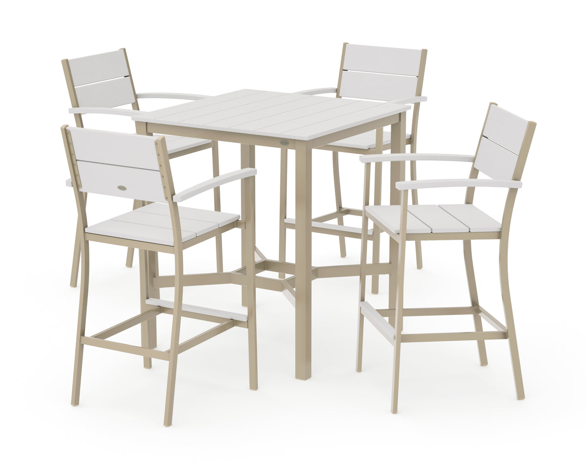 POLYWOOD Main Street 5-Piece Bar Set in Sand / Vintage White