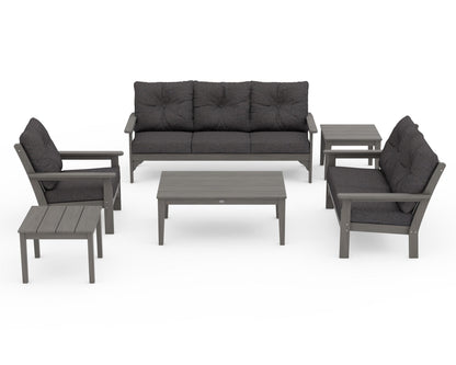 POLYWOOD Vineyard 6-Piece Deep Seating Set in Driftwood / Ash Charcoal