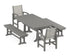 POLYWOOD Coastal 5-Piece Dining Set with Trestle Legs and Benches in Slate Grey / Birch