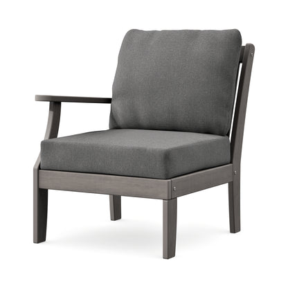 POLYWOOD Braxton Modular Left Arm Chair in Driftwood / Ash Charcoal