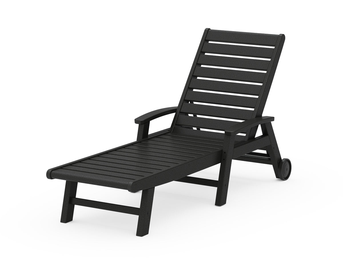 POLYWOOD Signature Chaise with Wheels in Black