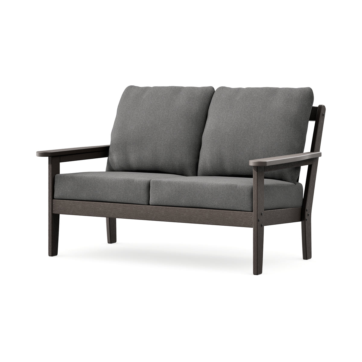 POLYWOOD Cottage Deep Seating Loveseat in Vintage Coffee / Ash Charcoal