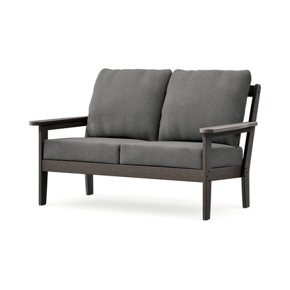 POLYWOOD Cottage Deep Seating Loveseat in Vintage Coffee / Ash Charcoal