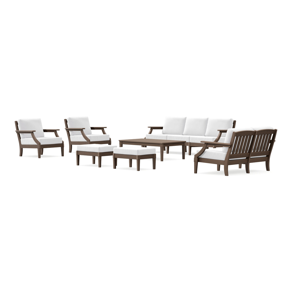 POLYWOOD PW Designer Series Estate 7-Piece Lounge Sofa Set in Kona / Natural