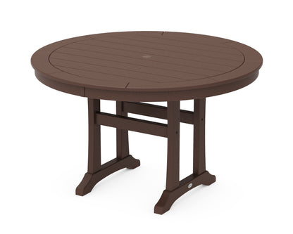 POLYWOOD Nautical Trestle 48" Round Dining Table in Mahogany