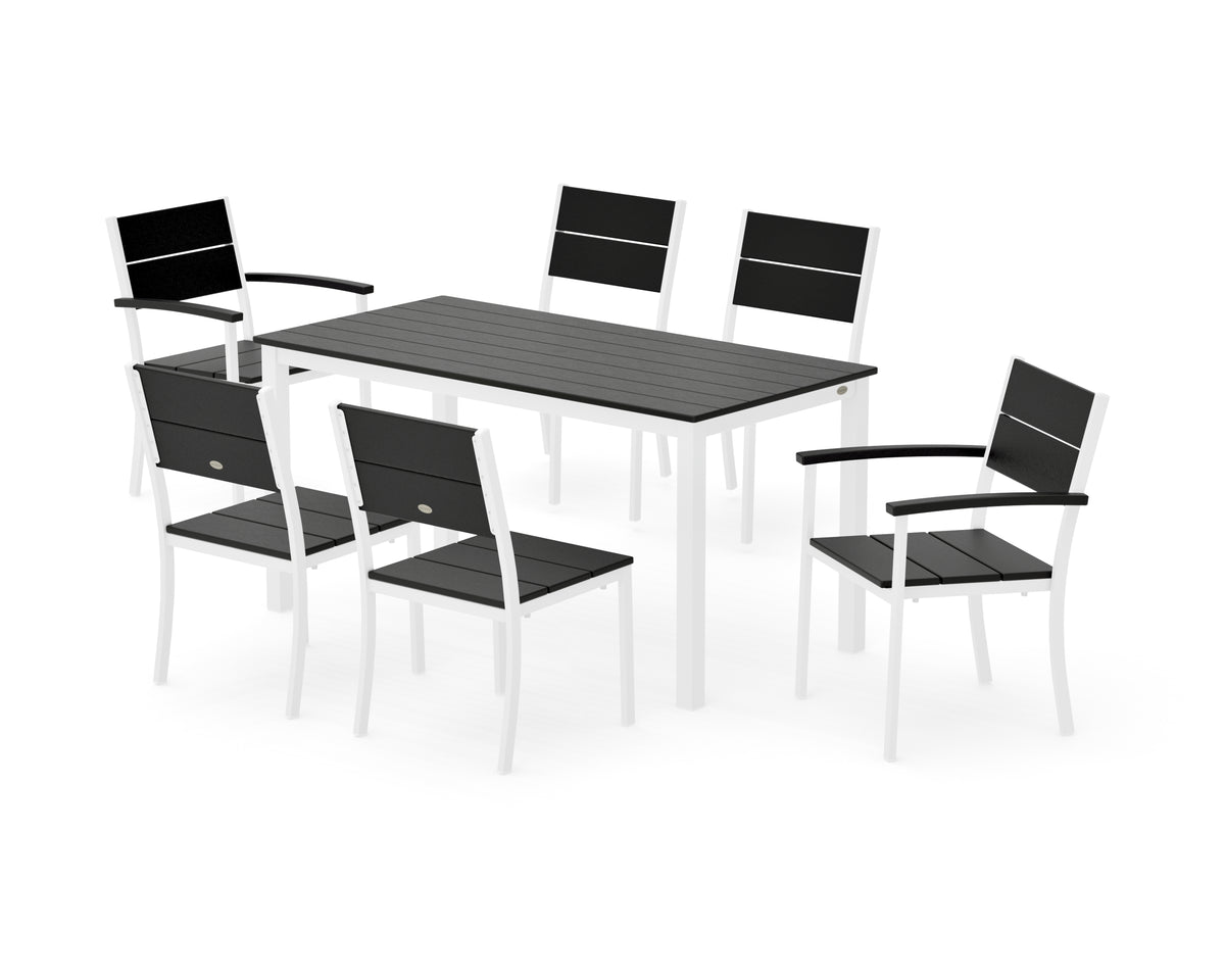 POLYWOOD Main Street 7-Piece Dining Set with Main Street 30 x 60 Dining Table in White / Black
