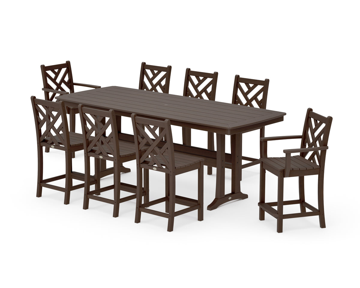 POLYWOOD Chippendale 9-Piece Counter Set with Trestle Legs in Kona