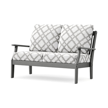 POLYWOOD Braxton Deep Seating Loveseat in Slate Grey / Trellis Grey Mist