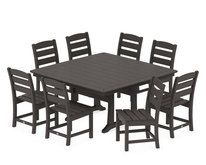 POLYWOOD Lakeside 9-Piece Nautical Trestle Dining Set in Vintage Coffee