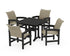 POLYWOOD Coastal Woven 5-Piece Farmhouse Dining Set with Trestle Legs in Black / Dune Grass