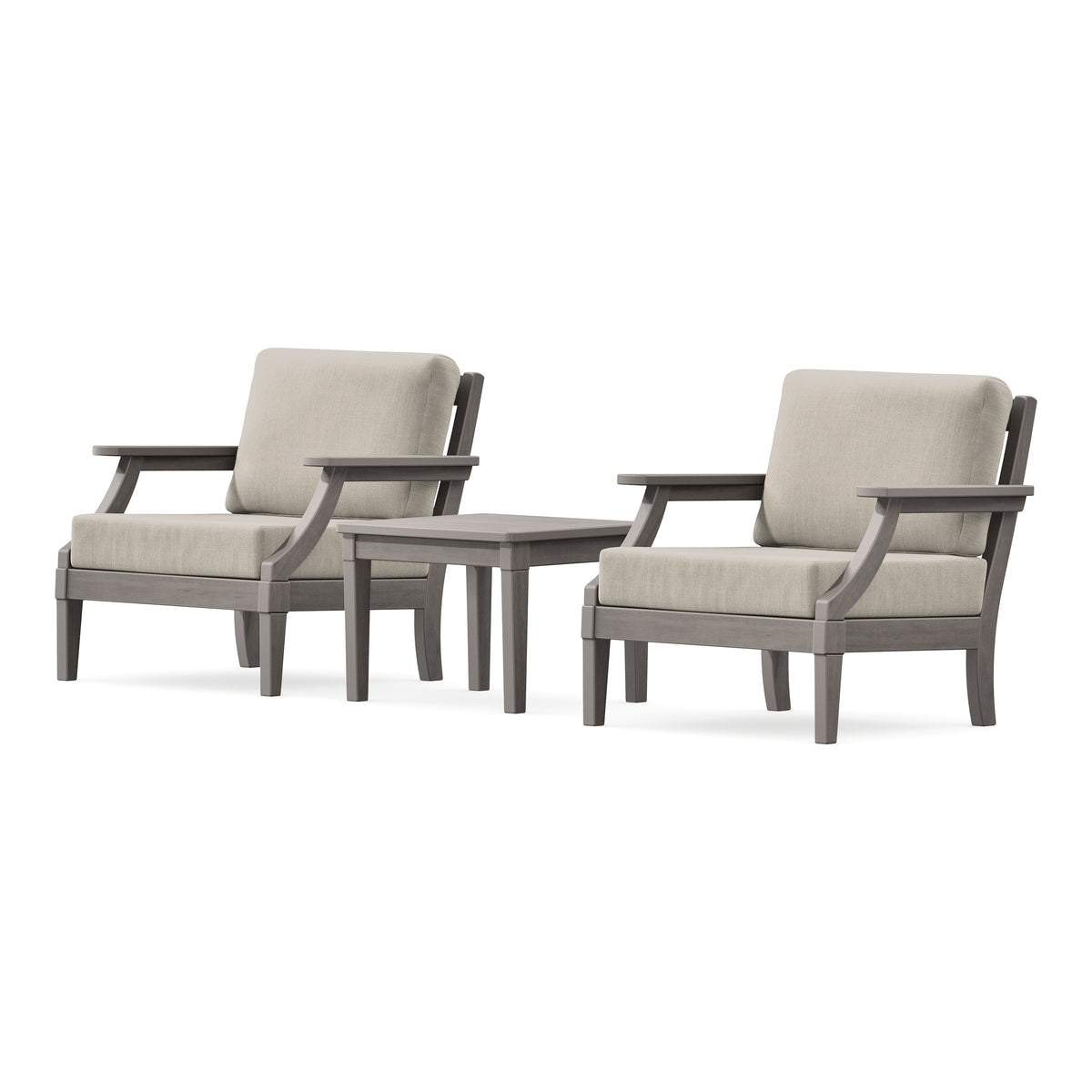 POLYWOOD PW Designer Series Estate 3-Piece Lounge Chair Set in Driftwood / Cast Ash