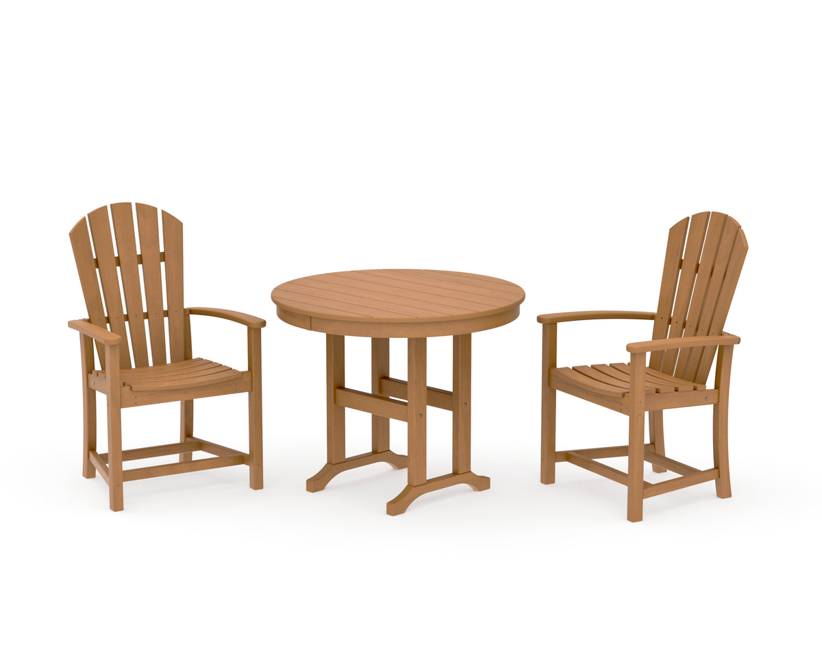 POLYWOOD Palm Coast 3-Piece Round Farmhouse Dining Set in Natural