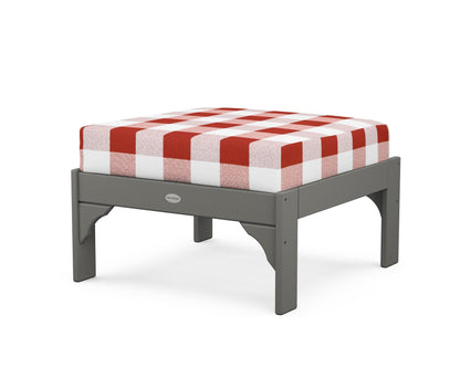 POLYWOOD Vineyard Deep Seating Ottoman in Slate Grey / Buffalo Plaid Crimson