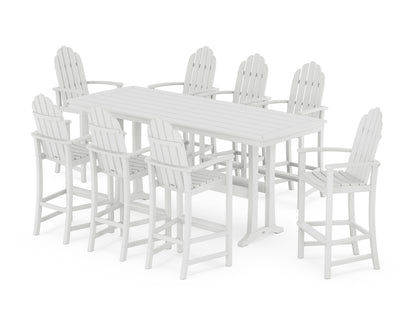 POLYWOOD Classic Adirondack 9-Piece Bar Set with Trestle Legs in White
