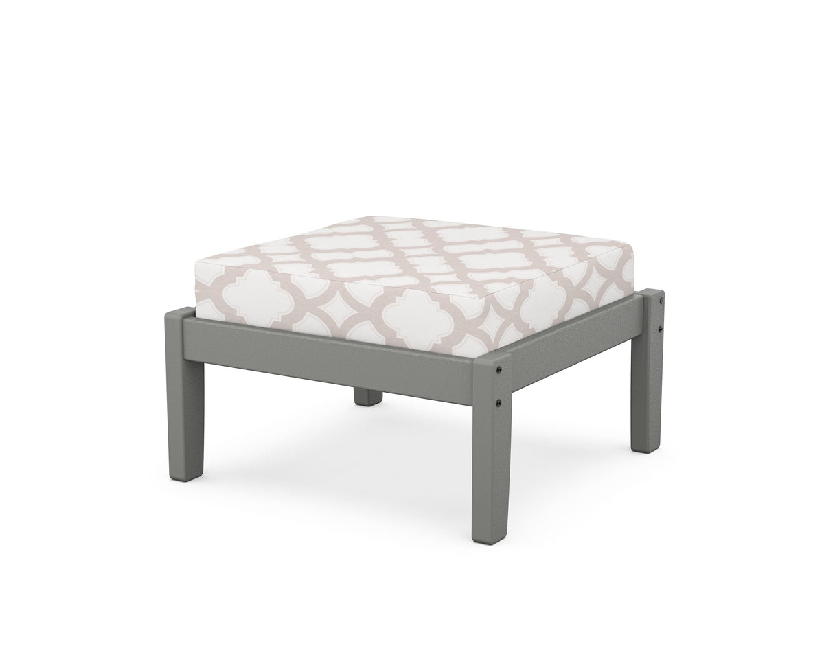 POLYWOOD Deep Seating Ottoman in Slate Grey / Trellis Dune Burlap