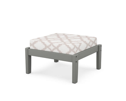 POLYWOOD Deep Seating Ottoman in Slate Grey / Trellis Dune Burlap