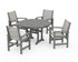 POLYWOOD Coastal 5-Piece Round Dining Set with Trestle Legs in Slate Grey / Birch