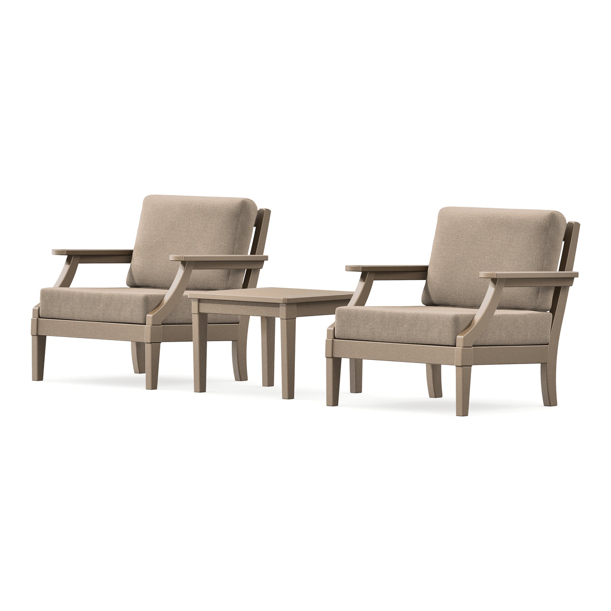 POLYWOOD PW Designer Series Estate 3-Piece Lounge Chair Set in Vintage Sahara / Spiced Burlap