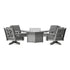 POLYWOOD Chippendale 5-Piece Deep Seating Swivel Conversation Set with Fire Pit Table in Slate Grey