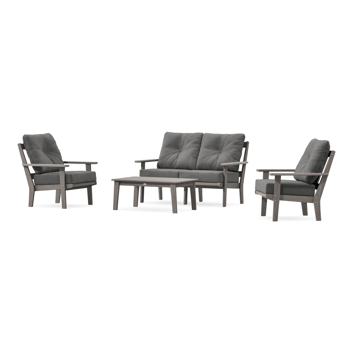 POLYWOOD Prairie 4-Piece Deep Seating Set with Loveseat in Driftwood