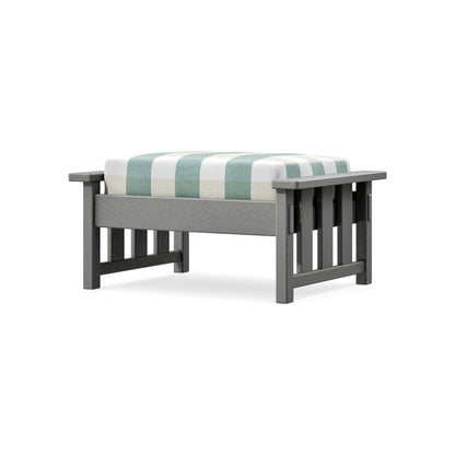 POLYWOOD Acadia Deep Seating Ottoman in Slate Grey / Buffalo Plaid Glacier Spa