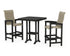 POLYWOOD Coastal Woven High-Back 3-Piece Bar Set in Black / Dune Grass