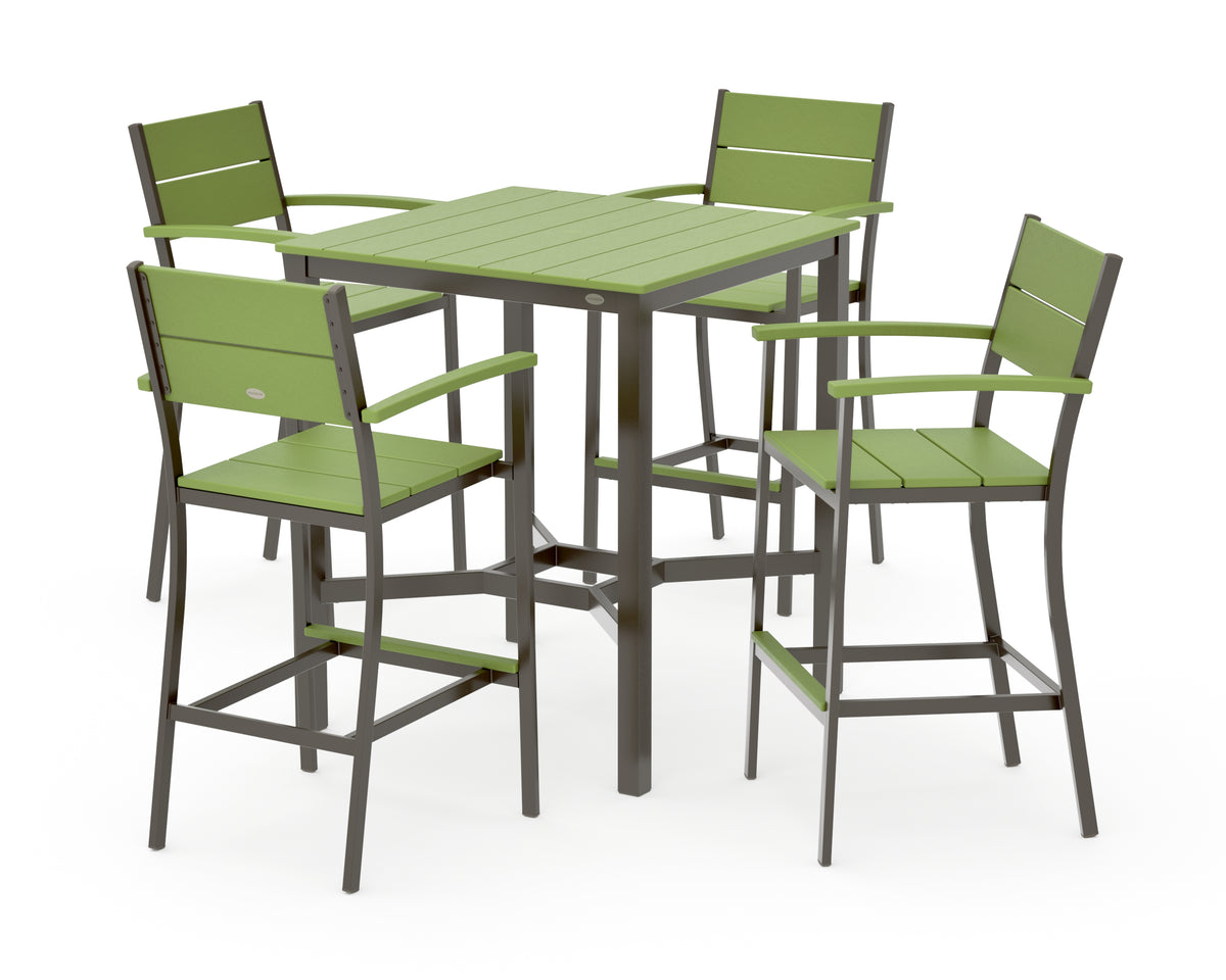 POLYWOOD Main Street 5-Piece Bar Set in Bronze / Lime
