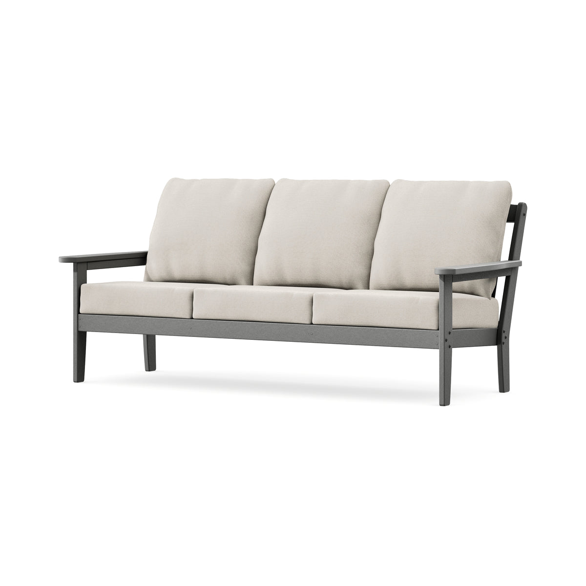POLYWOOD Cottage Deep Seating Sofa in Slate Grey / Dune Burlap
