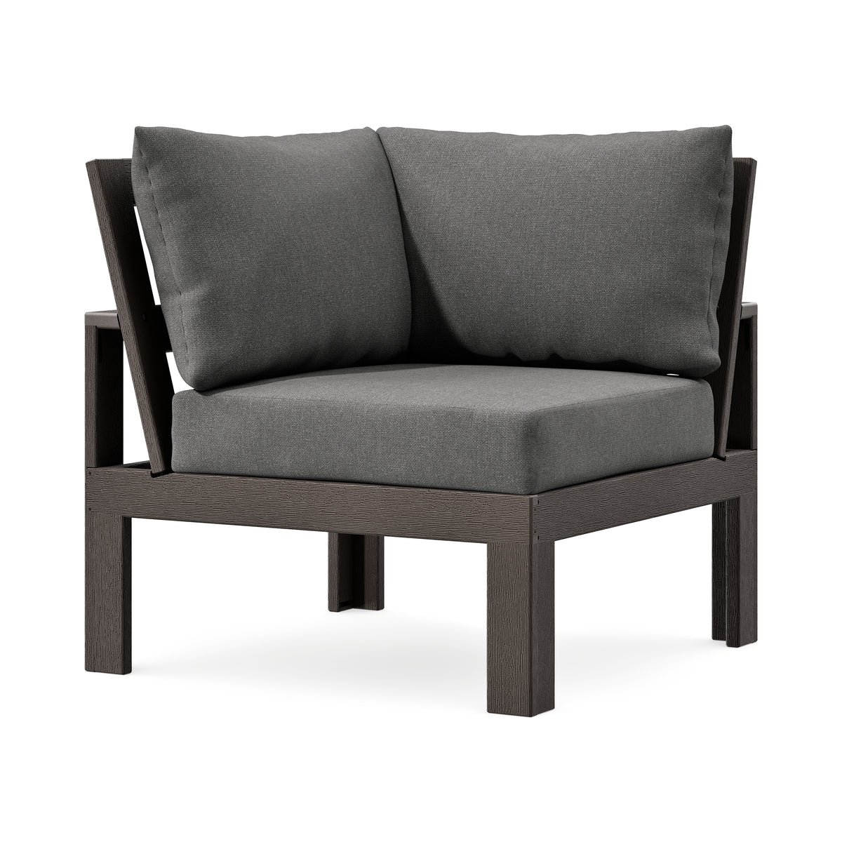 POLYWOOD Modular Corner Chair in Vintage Coffee / Ash Charcoal