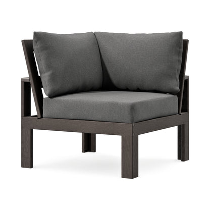 POLYWOOD Modular Corner Chair in Vintage Coffee / Ash Charcoal