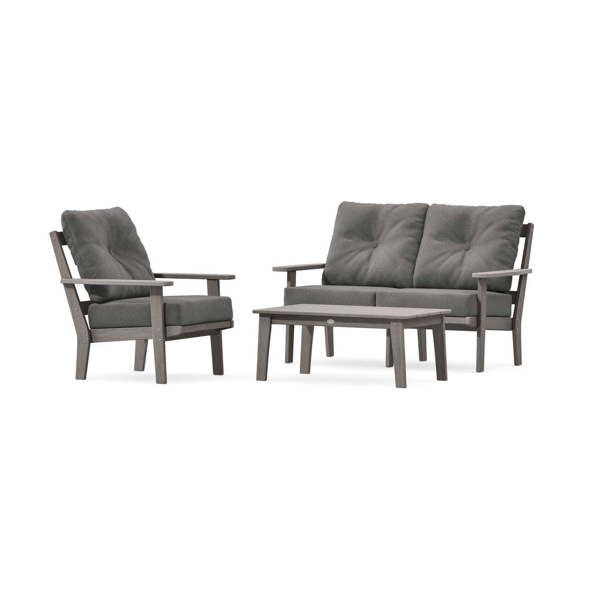 POLYWOOD Prairie 3-Piece Deep Seating Set with Loveseat in Driftwood