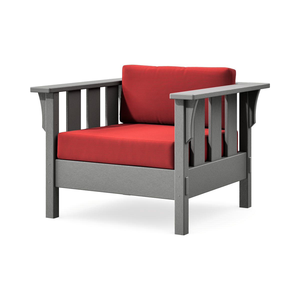 POLYWOOD Acadia Deep Seating Chair in Slate Grey / Crimson Linen