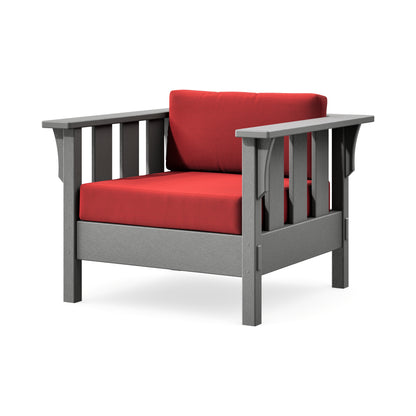POLYWOOD Acadia Deep Seating Chair in Slate Grey / Crimson Linen
