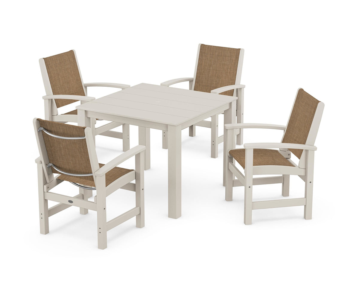 POLYWOOD Coastal 5-Piece Parsons Dining Set in Sand / Burlap