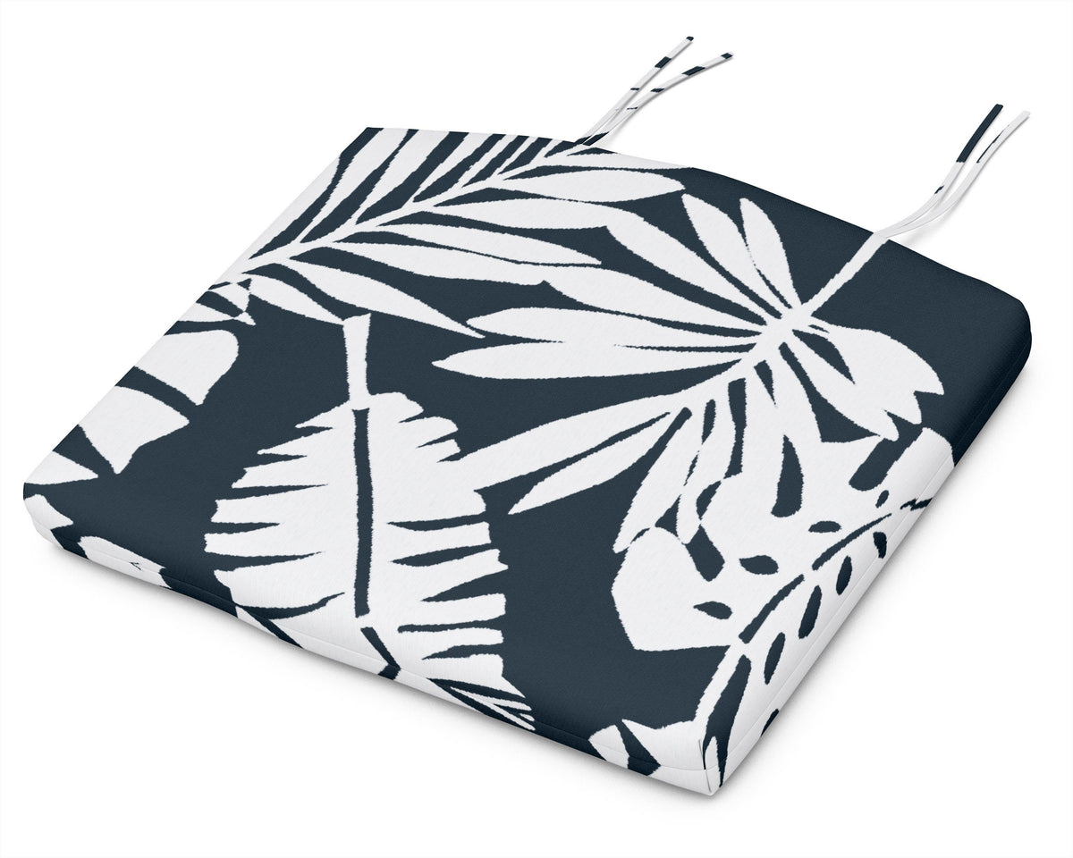 POLYWOOD Seat Cushion - 12.65"D x 15"W x 2.5"H in Leaf Marine Indigo