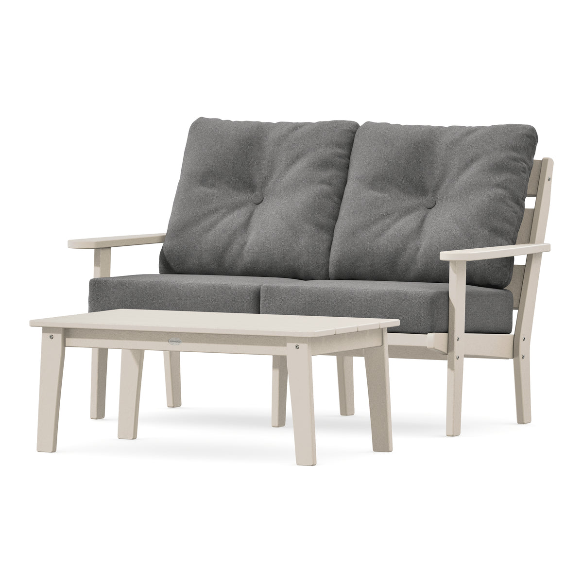 POLYWOOD Lakeside 2-Piece Lounge Loveseat Set in Sand