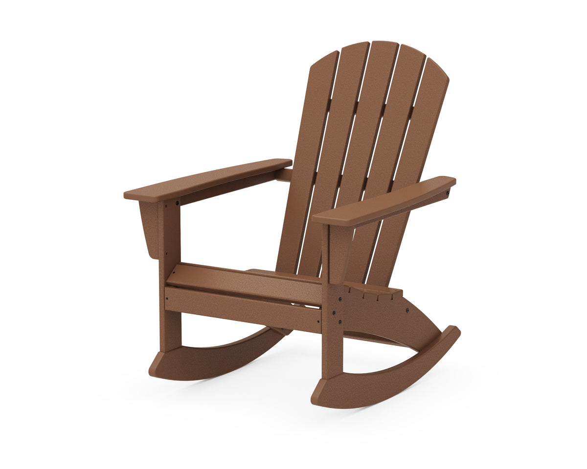 POLYWOOD Nautical Adirondack Rocking Chair in Teak