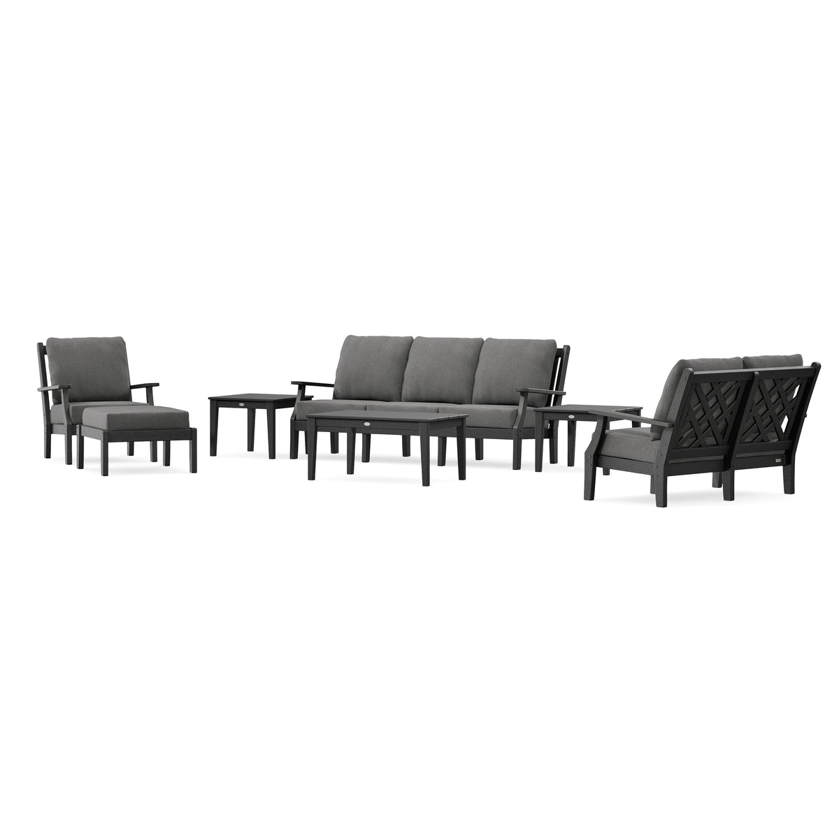 POLYWOOD Country Living Wovendale 7-Piece Deep Seating Set in Black