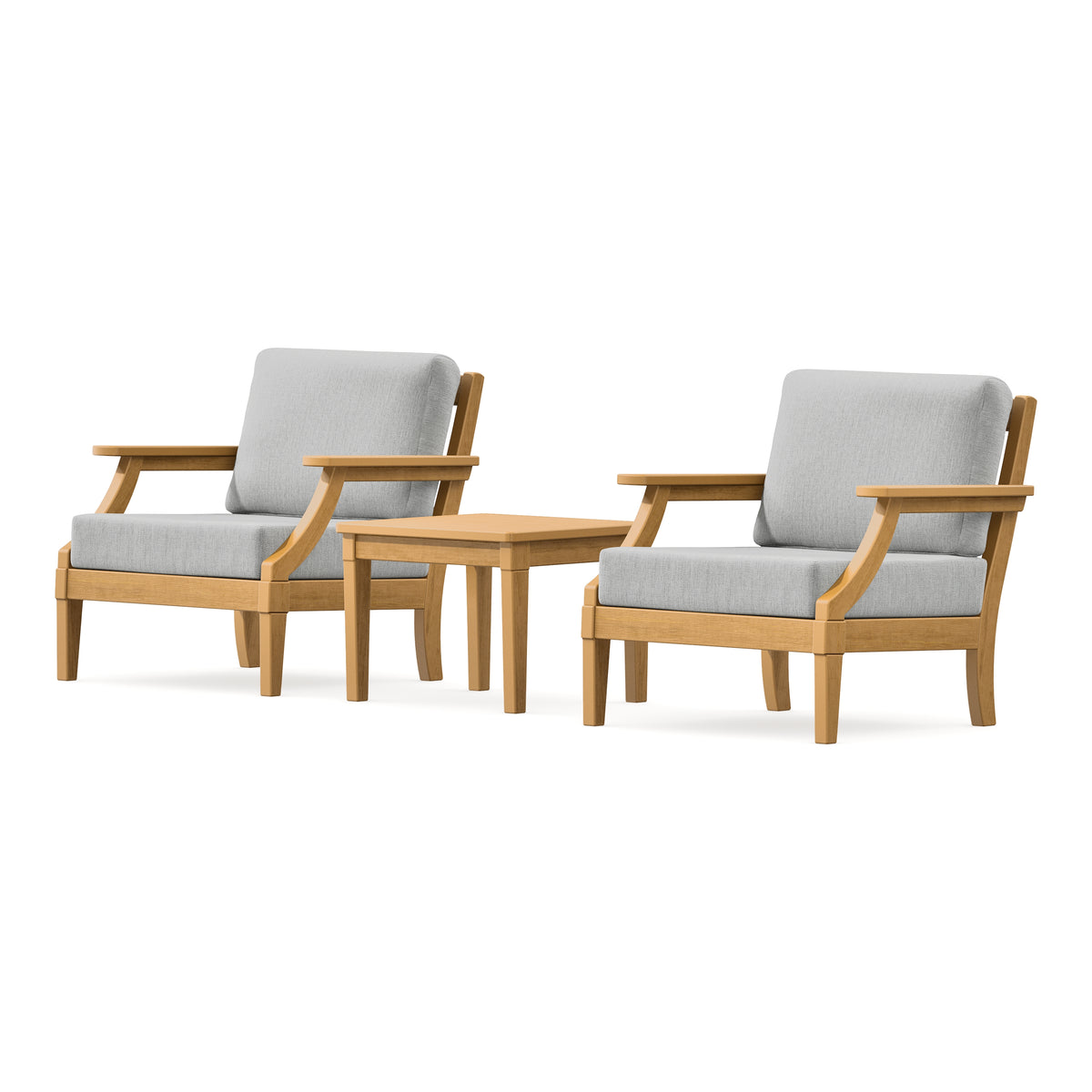 POLYWOOD PW Designer Series Estate 3-Piece Lounge Chair Set in Natural / Granite