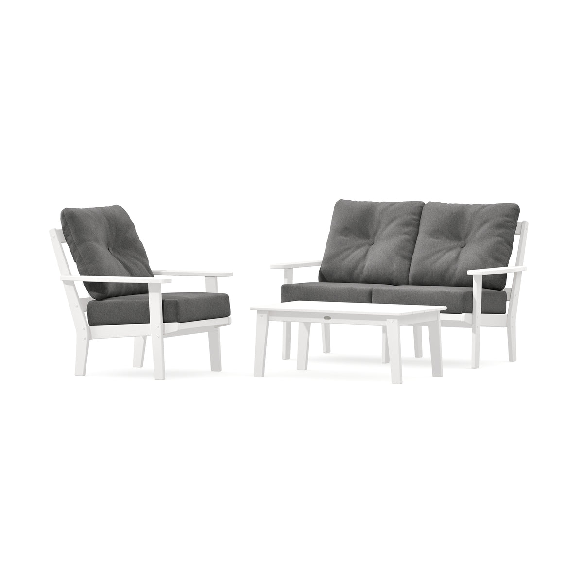 POLYWOOD Prairie 3-Piece Deep Seating Set with Loveseat in Vintage White