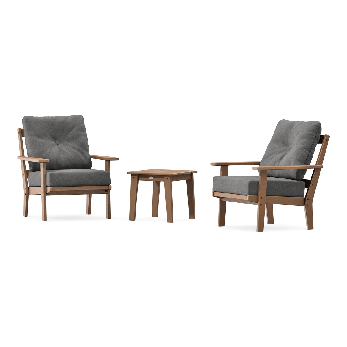 POLYWOOD Prairie 3-Piece Deep Seating Set in Teak