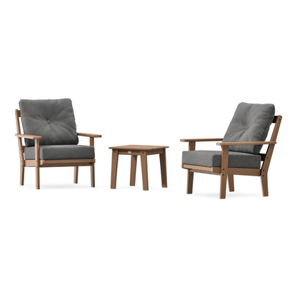 POLYWOOD Prairie 3-Piece Deep Seating Set in Teak