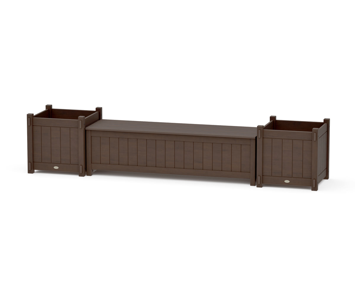 POLYWOOD 60" Vineyard Straight Planter Storage Bench Set - Large in Kona