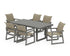POLYWOOD EDGE Woven Arm Chair 7-Piece Dining Set in Slate Grey / Dune Grass